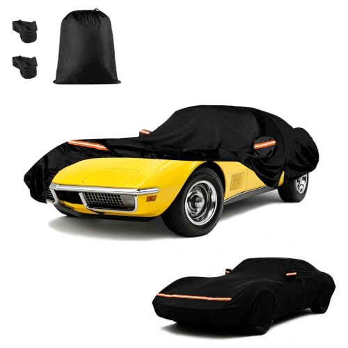 Image of Car Cover for Chevy Corvette C3 1968-1982, Custom Fit Waterproof All Weather Full Car Cover, Windproof Outdoor Cover with Driver-Side Zipper Door