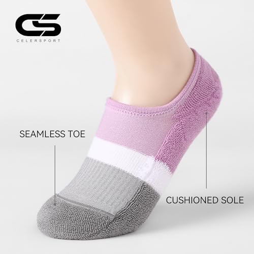 CS CELERSPORT 4/8 Pairs No Show Socks Womens and Mens Athletic Cushioned Ankle Low Cut Invisible Non Slip Socks4