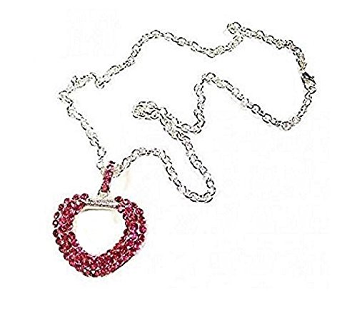 Acabado en Plata Cristal Rosa Diamante corazón amor moda Celebrity collar colgante...