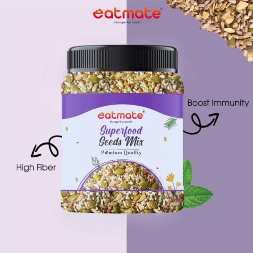 Image of Eatmate Superfood Premium Seed Mix 250g | Protein-Rich Healthy Snack | Pumpkin, Sunflower, Flax, Chia, Sesame & Watermelon Seeds | Fiber-Rich Ready to Eat