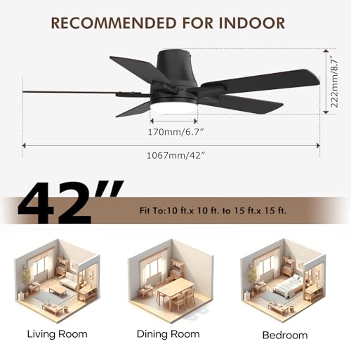 SAMPHON 42" RGB Ceiling Fans with Lights, Low Profile Ceiling Fan with Light, RGB+3CCT 6 Wind Speeds, App & Remote Control, Flush Mount LED Fan Light, Fandelier Ceiling Fan for Bedroom, Living Room by SAMPHON - Used condition - Image 8