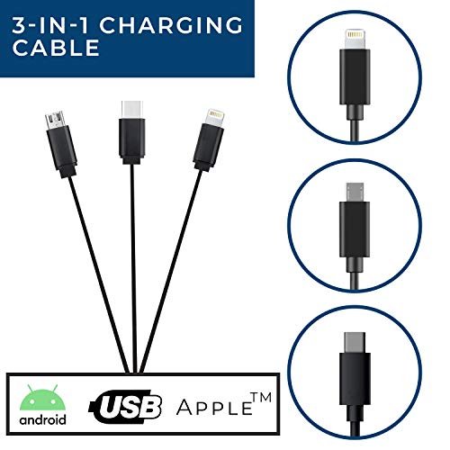 LFI Lights | Home Emergency Table Lamp | 200+ Hr Power Outage Light | USB Phone Charge | Disaster Preparedness | Blackout | RZLAHRB (Black, 1 Pack)