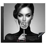 KitchenYeah© Protector Vitroceramica 58x51 cm Tapa para induccion Placa Encimera Cubre de Protectora Cocina Mujer - Lollipop - Negro