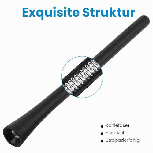 URAQT Antenna Auto, 2 pcs Autoantenne Kurzstabantenne Universell von 6,5cm und 18cm mit 6 Verbindungsschrauben Mini Autoradio Antenne von M4 M5 M6 FM/AM/DAB KFZ Antenne Schwarz mit Verstärktem Empfang