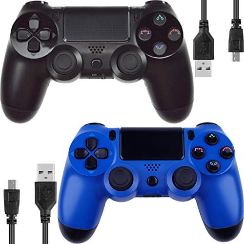 Wireless Controllers for PS4 Playstation 4 V2 Dual Shock（Black and Blue）