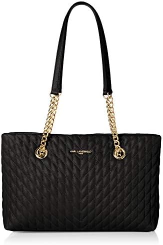 Karl Lagerfeld Paris womens Karolina Chain Tote Bag, Blk/Gold, One Size US