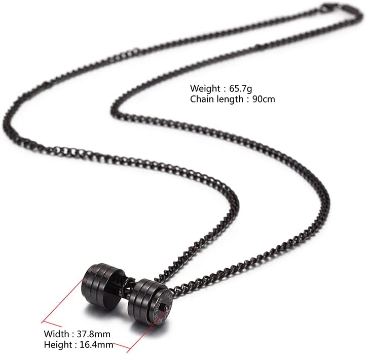 Dumbbell Pendant for Men Polished Stainless Steel Necklace for Women Silver Black Plated Chain Couple Valentine's Day Gift Jewelry - Image 7