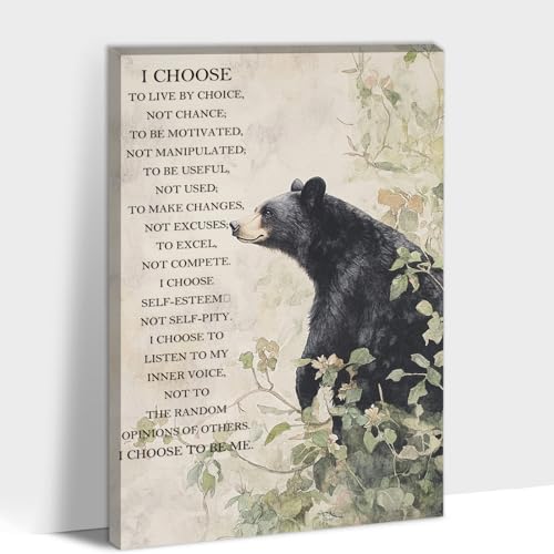 ANRUOXI Bear Pictures Wall Decor, Motivational Animal Bear Wall Art