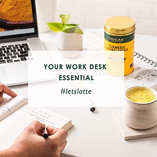 Vahdam, Organic Golden Milk Powder/Turmeric Ashwagandha Latte Mix (40 Cups) Caffeine-Free Golden Milk Tea Powder W/Curcumin, Turmeric Powder & Ashwagandha | Brew Hot/Iced Tea Or Turmeric Latte #TOP5
