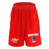 [アートワークスコウベ] バスケ ハーフパンツ ドライ 練習着 レトロなレインボー猫とバスケロゴ ユニセックス XXXXL レッド