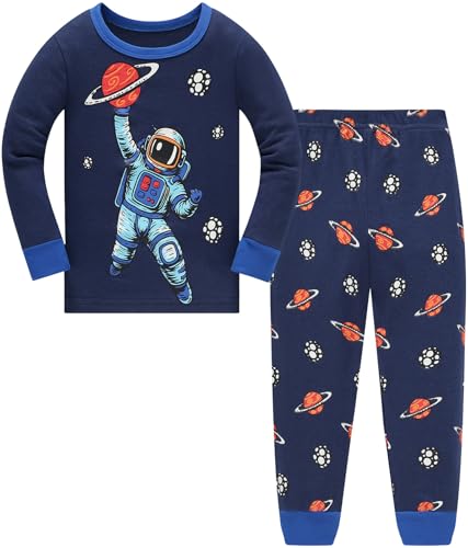 Pijamas Niño Dinosaurio Algodon Ropa de Dormir Manga Larga Conjunto Pijamas Dos Piezas para Niños 9-10 Años