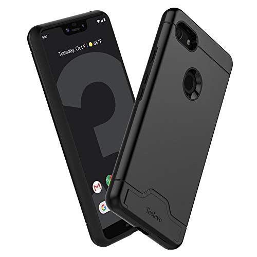 Teelevo Wallet Case For Google Pixel 3 Xl, Dual Layer Case With Card Slot Holder And Kickstand For Google Pixel 3 Xl - Black #TOP4