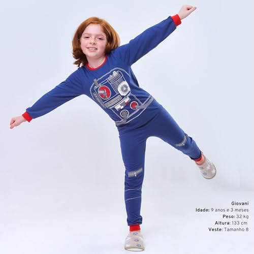 Pijama Infantil Menino Inverno e Verão Algodão - Kit 4 peças Tamanho:6