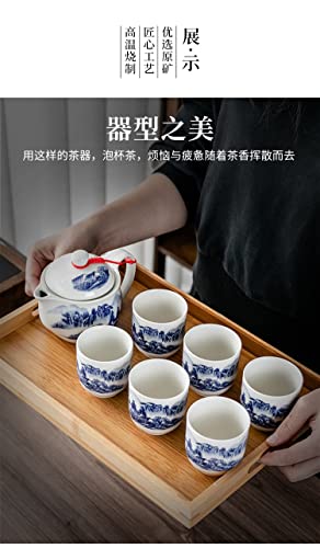 Image of Chinese Tea Set Gifts,Porcelain Teapots With 6 Teacups,Kungfu Tea Service (landscape)
