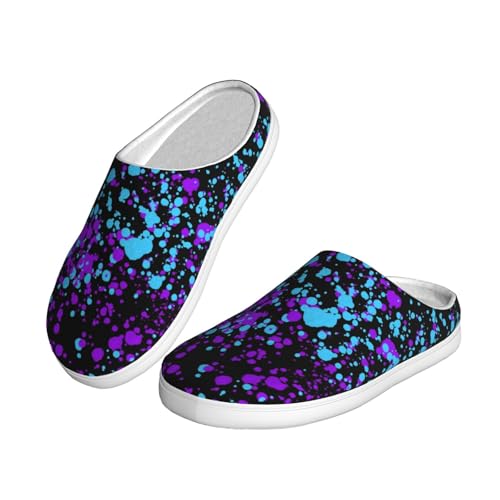 Glow In Dark Splatter Neon Adult Cotton Slippers Home House Indoor Shoes2
