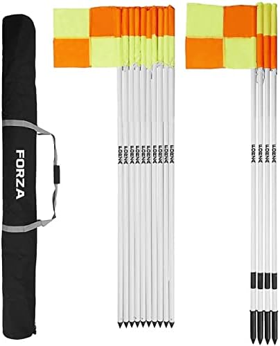 FORZA Rugby Flag & Pole Set - Rugby Flags | Corner Markers | Game Flags | Rugby Accessories | Flags Set | Carry Bag (Complete Set (14x Poles, 14x Flags & Bag))
