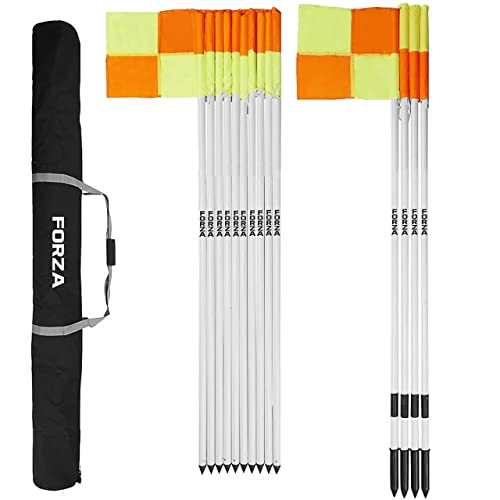 Forza Rugby Flag & Pole Set - Rugby Flags | Corner Markers | Game Flags | Rugby Accessories | Flags Set | Carry Bag (Complete Set (14X Poles, 14X Flags & Bag)) #TOP3