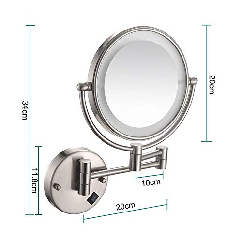 Miroir grossissant 5X mural avec éclairage LED et bras extensible double face - 8