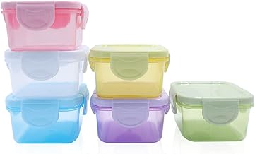LELE LIFE 6Pcs Small Food Storage Containers, Leakproof Lids, Condiment Sauce Containers, Small Freezer Storage Containers Airtight Containers, Dishwasher Freezer and Microwave Safe, 5oz