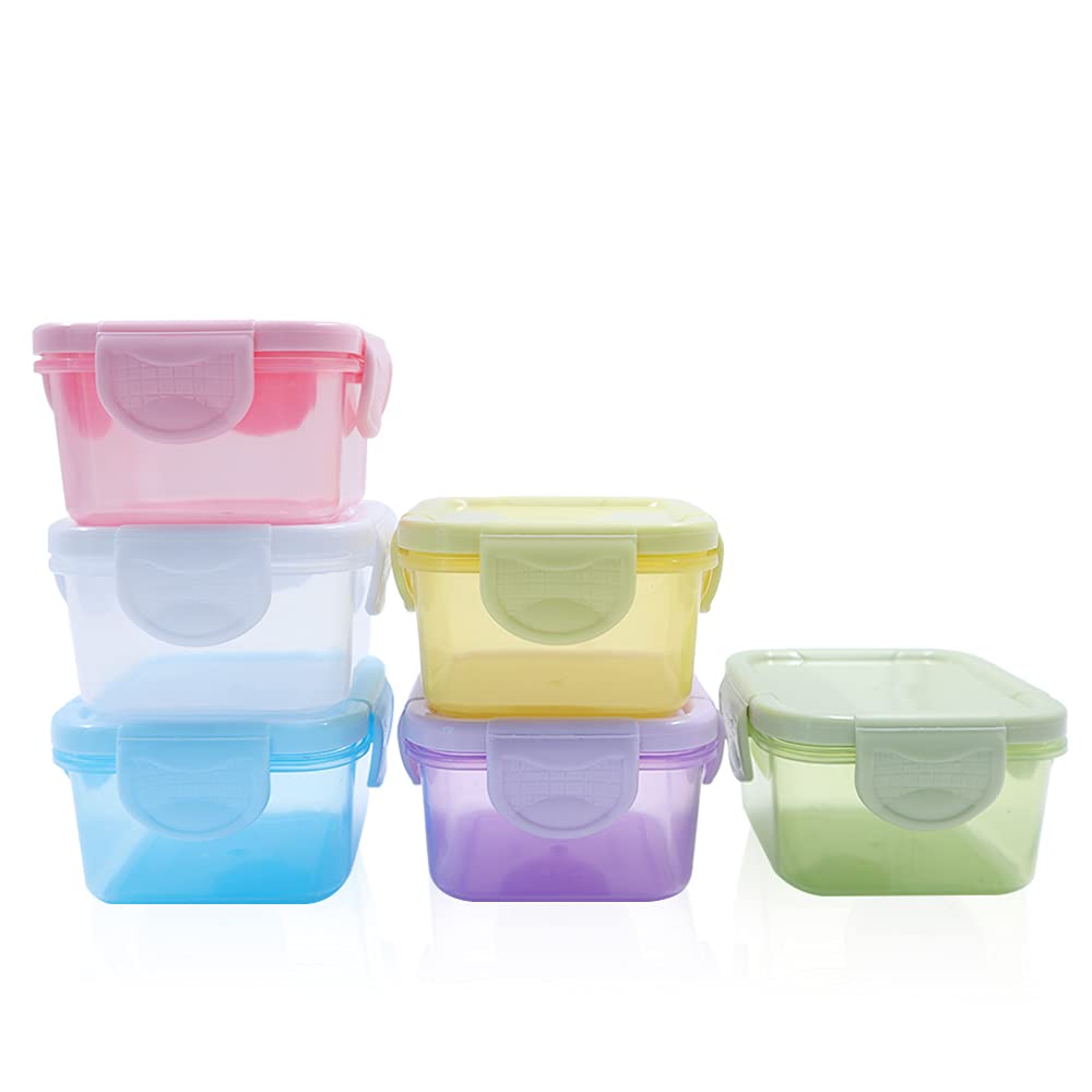 LELE LIFE 6Pcs Small Food Storage Containers, Leakproof Lids, Condiment Sauce Containers with lids, Small Freezer Storage Airtight, Microwave Safe, 150ml