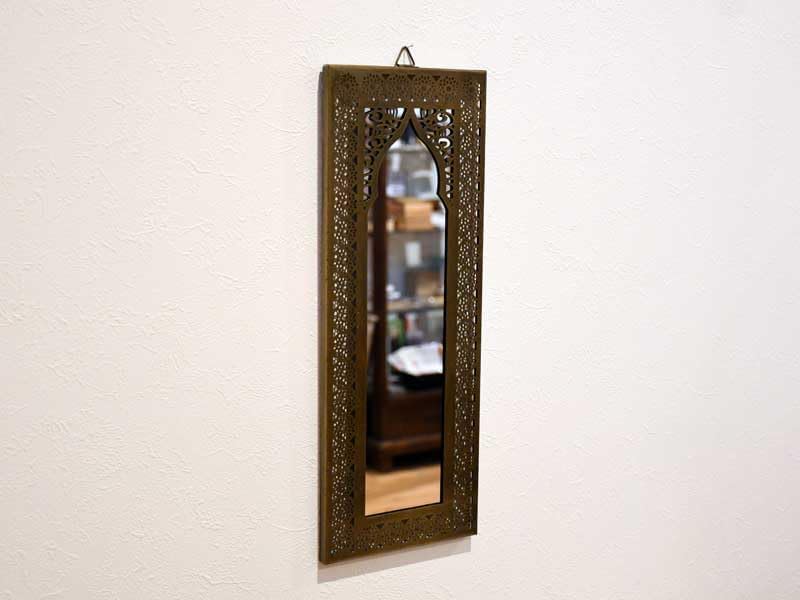 モロッカン ハンギングミラー 鏡 ミラー 壁掛け フレーム アンティーク クラシック おしゃれ アジアン雑貨 モロッコ
