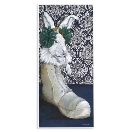 White Rabbit Floral Mosaic, 7 x 17 Inch Mounted Print on Wall Plaque