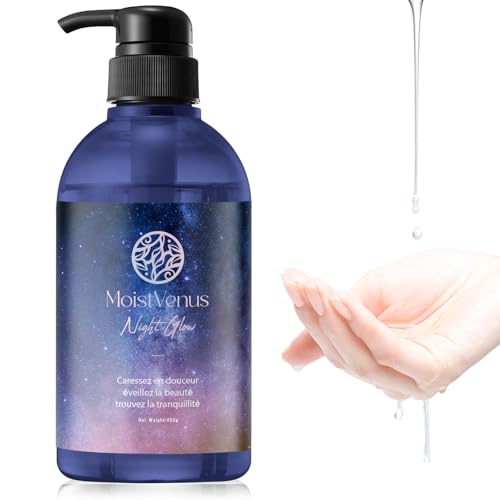 【W受賞・皮膚科医監修】潤滑ゼリー 450ml ヒト幹細胞 皮膚科医試験済 美容エキス配合 ローション 大容量 オーガニック MoistVenus Night Glow 妊活 潤い ジェル ノンアルコール 挿入 潤滑剤 ゼリー 女性用 男性用 うるおい マッサージ プレミアム モイスト 保湿 乾燥肌 敏感肌 VIO - 画像1