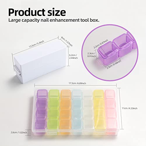 Oneleaf Nail Art Tip Storage Organizer Empty 28 Space Box Case & Nail Drill Bits Holder Plastic Container For False Nail Tips, Fingernail Crystal, Jewelry, Vitamins, Rhinestone Glitter Accessories #TOP2