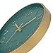 Foxtop Modern Wall Clock 12 Inch Silent Non Ticking Battery Operated Round Quartz Gold Wall Clock for Living Room Bedroom Kitchen Office Classroom Decor (Dark Green Dial)