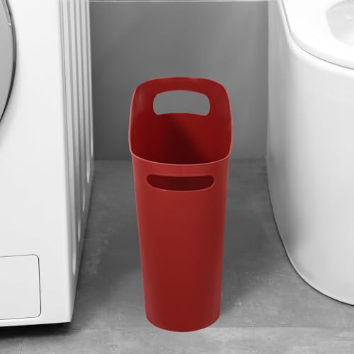 Image of rejomiik Small Trash Can, 3.5 Gallon Slim Garbage Can Plastic Waste Basket with Handles Container Bin for Narrow Spaces Bathroom, Bedroom, Kitchen, Office at Home, Red