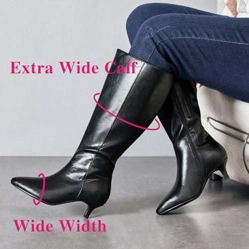 Women's Extra Wide Calf Knee High Boots True Wide Width Slouchy Ladies Boots, Comfortable Plus Size Tall Long Boots for Women.2