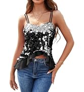 HomRain Sequin Tops for Women 2025 Sparkly Tank Tops Sexy V Neck Club Party Shining Top