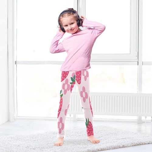 Toddler Girls Leggings Printed Yoga Pants Leggings Strawberries Pink Floral for Kids4