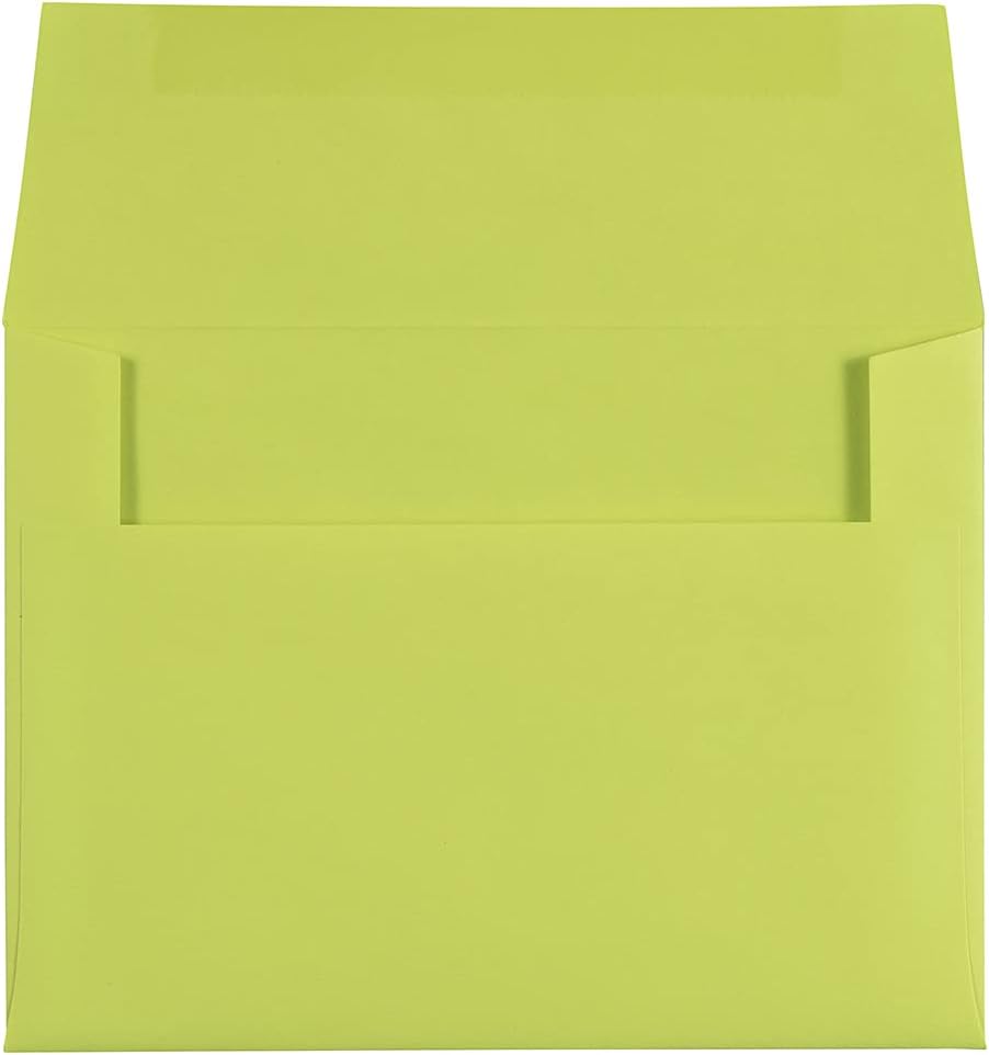 JAM PAPER A6 Colored Invitation Envelopes - 4 3/4 x 6 1/2 - Ultra Lime Green - Bulk 500/Box