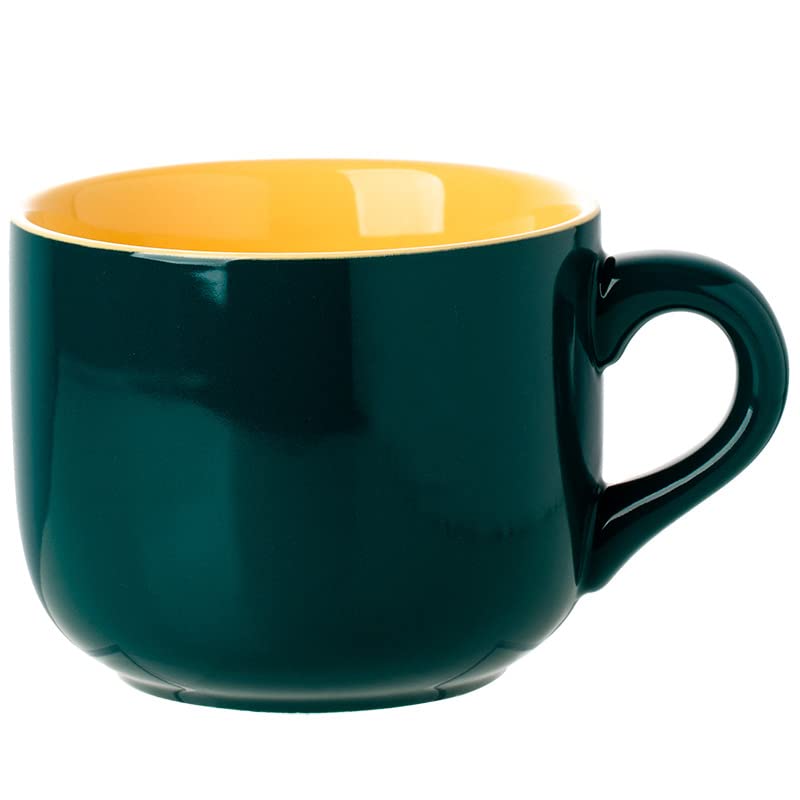 WOQIJENCV Large Capacity Ceramic Coffee Mug 22 oz/650 ml Breakfast Mug and Soup Bowl with Handle Extra Large Cappuccino Tea Latte or Hot Cocoa Mug for Office and Home Use (Green)