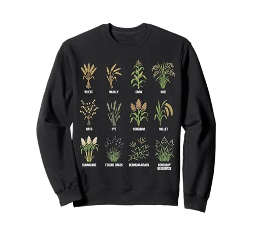 Tableau des Herbes et des céréales Guide botanique Passionnés de Plantes Sweatshirt