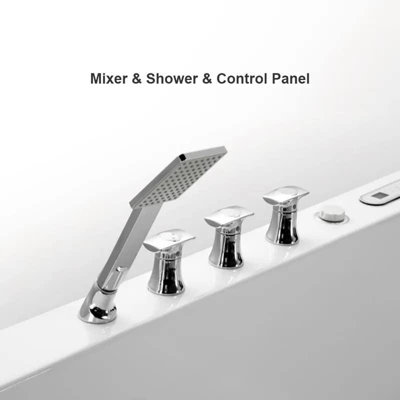 Foto de Bañera de hidromasaje de acrílico LED de 71 pulgadas y decoración de bañera de masaje de agua transparente en blanco bañera de hidromasaje para dos personas con grifo de llenado de bañera (imagen 6)