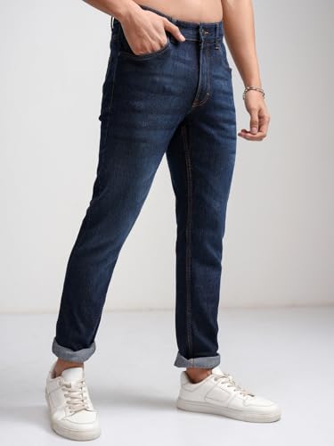 Image of Highlander Mens Tapered Fit Denim Jeans for Man| Regular Length|Mid-Rise|Stretchable Fabric for Comfort fit| Jeans for Man | Men Jeans