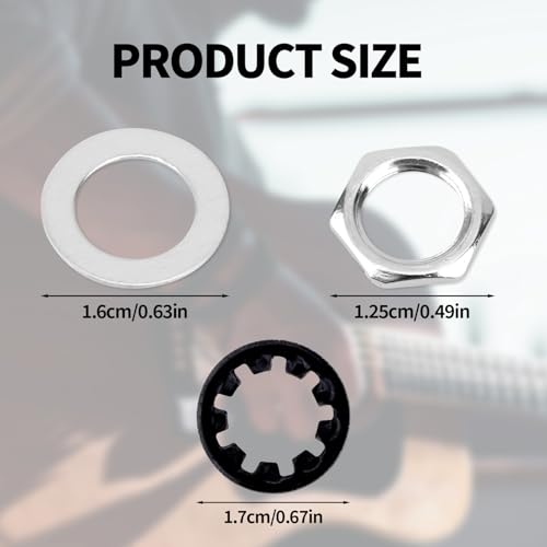 12pcs 3/8\" Guitar Jack Nut and Washer, Input/Output Socket Nut & Washer Replacement Parts for Electric Guitar Bass Acoustic Amp Hardware Repair