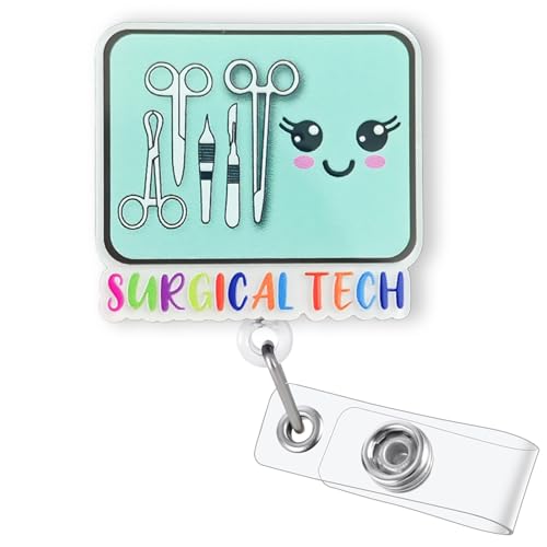 Surgical Tech Badge Reel Retractable, Funny Surgical Operating Room Badge Reel, Surgical Tech Gifts, OR Tech Badge Clip, CST Badge Holder, Sterile Instruments Surgery Badge Holder with Alligator Clip