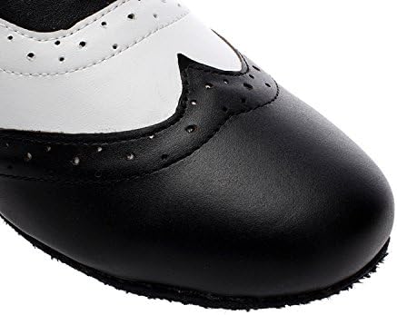 Minishion Dancing Shoes for Men 1" Standard Heel Black/White Leather Ballroom Dance Shoes US 10 | Image 7