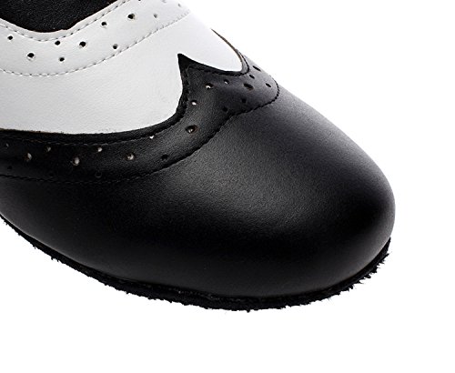 Minishion Dancing Shoes For Men 1" Standard Heel Black/White Leather Ballroom Dance Shoes Us 10 #TOP6