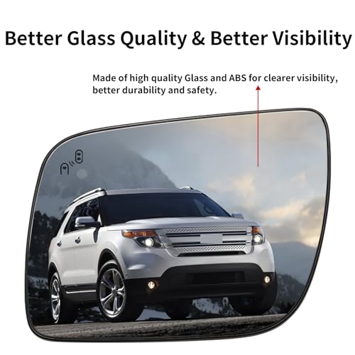 LOIYLLEN Driver Side Mirror Replacement for Ford Explorer 2011 2012 2013 2014 2015 2016 2017 - Left Side Mirror Glass, Rear View Mirrors Glass with Power Heated & Blind Spot(BB5Z17K707P) by LOIYLLEN - Image 5