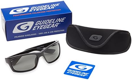 Guideline Eyegear Surface Polarized Bifocal Sunglasses with Deepwater Gray Lens, Shiny Black Frame(+1.50)