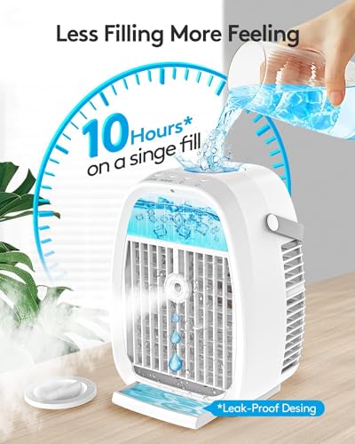 Ventilateur de climatisation portable JYew 4 en 1 avec humidificateur RVB 3 vitesses - 7