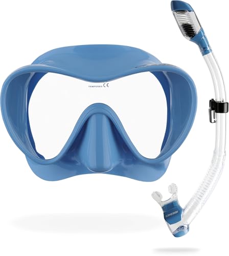 Cressi F1 & Supernova Dry Mask & Snorkel Kits, Blue [D]