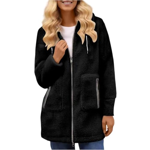 Manteau hiver polaire femme contre le vent froid veste chaude oversize unie à poche zippée