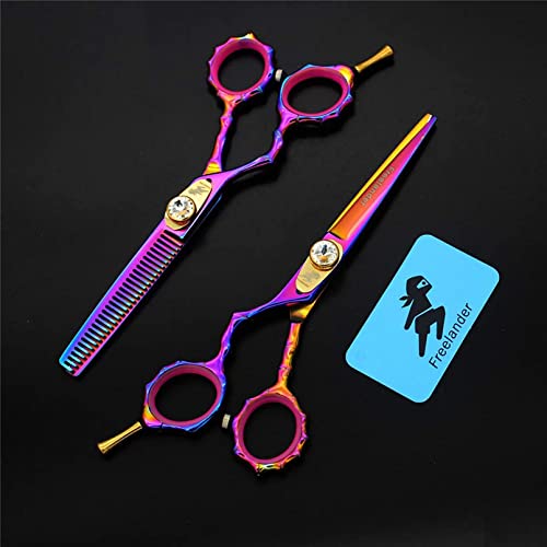 NBXLHAO Links-Hand-Friseur-Schere-Set, 5,5-Zoll-Linkshänder-Friseur-Ausdünnen/Texturierende Scheren, Leicht Und Scharf, Für Barbier Oder Heimgebrauch 2022,Lila Cover