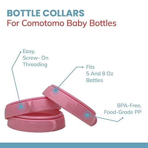 Baby Bottle Collar Rings For Comotomo Baby Bottles | Compatible With 5 Ounce And 8 Ounce Comotomo Baby Bottle | Replacement Bottle Collar, 3 Pack (Pink) #TOP1