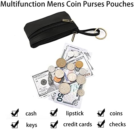 Genuine Leather Mens Tray Purses Coin Purse Cash Change Wallet Key Holder Money Pouch(HBZ01-G) (Black)